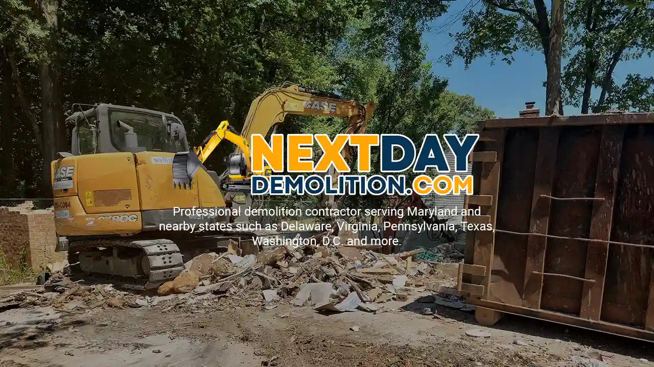 Next Day Demolition Company serving a homeowner in Hebron, Maryland.