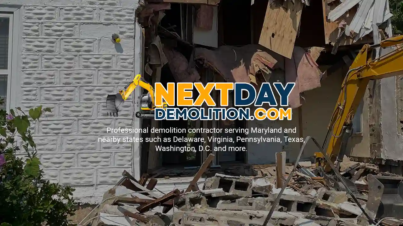 Next Day Demolition Company serving a homeowner in Highland, Maryland.