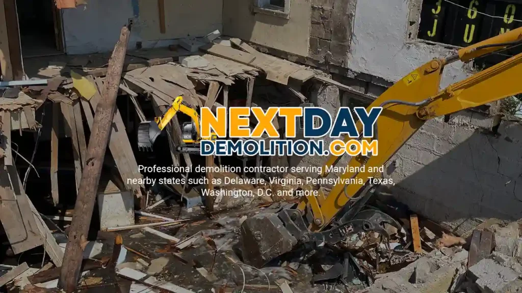 Demolition Company and Contractor in %customfield(geo-page-location)%, %customfield(town_state_abbreviation)%%customfield(state_abbreviation)% Next Day Demolition Company in Prince George's County, Maryland.
