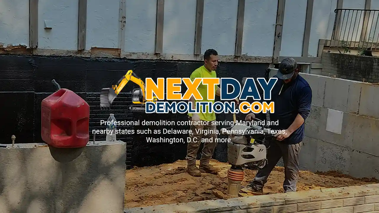 Next Day Demolition Company in Secretary, Maryland.