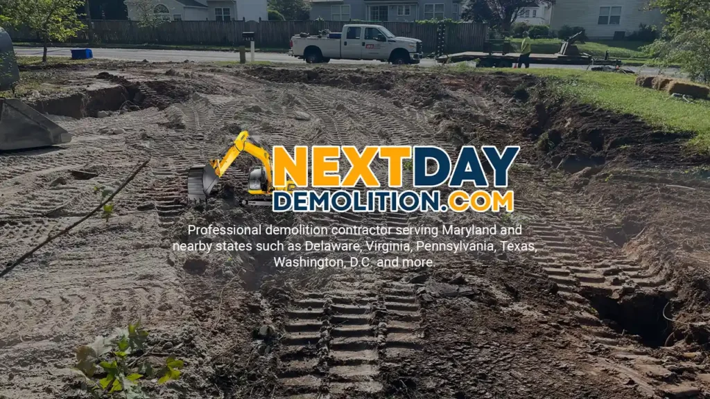 Demolition Company and Contractor in %customfield(geo-page-location)%, %customfield(town_state_abbreviation)%%customfield(state_abbreviation)% Leveling and Grading after tearing down a complete house in Shady Side, Maryland by Next Day Demolition Company