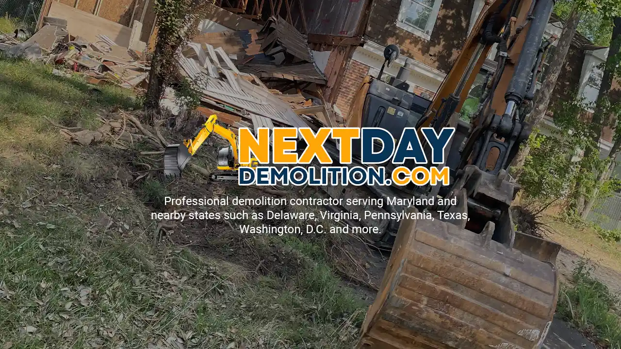 Next Day Demolition Company in Towson, Maryland.