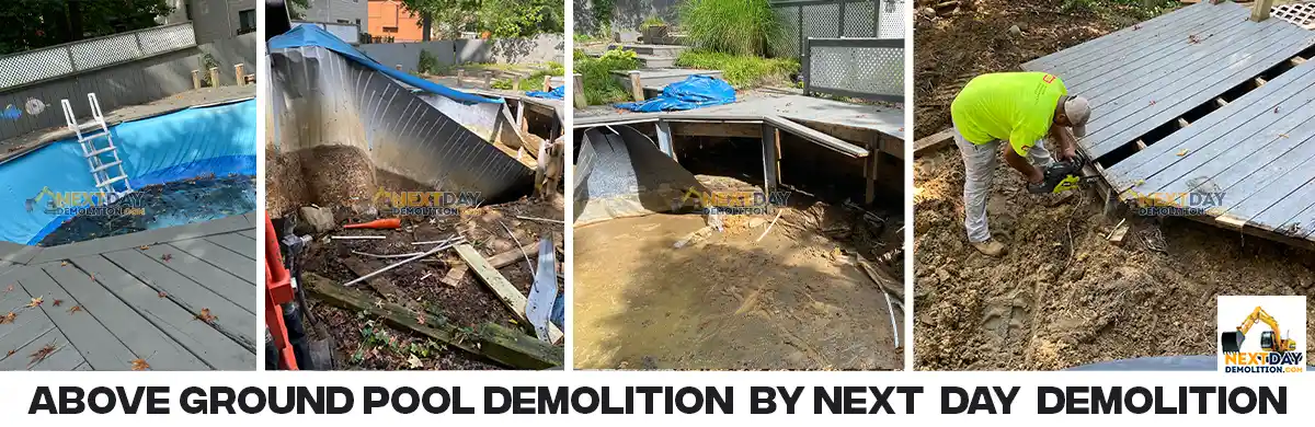 Demolition Company and Contractor in , Above Ground Pool Demolition and Removal by Next Day Demolition